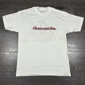 Vintage‎ 90s Soho Natural Soda T Shirt Large White Single Stitch Made in USA